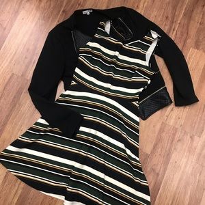 Black Green Crisscross Back Dress